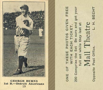 1916 Mall Theatre George Burns #19 Baseball Card