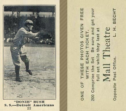 1916 Mall Theatre Donnie Bush #22 Baseball Card