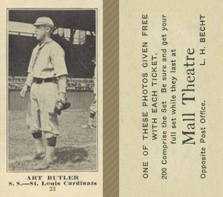 1916 Mall Theatre Art Butler #23 Baseball Card