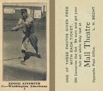 1916 Mall Theatre Eddie Ainsmith #3 Baseball Card
