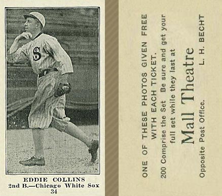1916 Mall Theatre Eddie Collins #34 Baseball Card