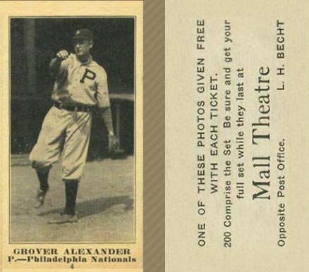 1916 Mall Theatre Grover Alexander #4 Baseball Card