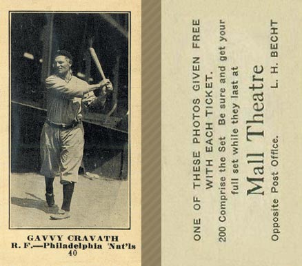 1916 Mall Theatre Gavvy Cravath #40 Baseball Card