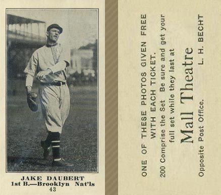 1916 Mall Theatre Jake Daubert #43 Baseball Card