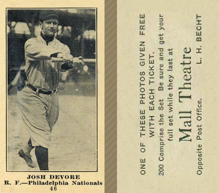 1916 Mall Theatre Josh Devore #46 Baseball Card