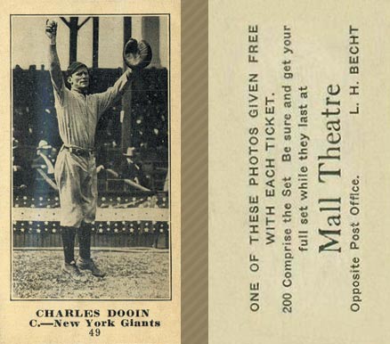 1916 Mall Theatre Charles Dooin #49 Baseball Card