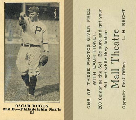 1916 Mall Theatre Oscar Dugey #53 Baseball Card