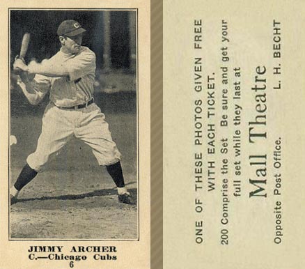 1916 Mall Theatre Jimmy Archer #6 Baseball Card