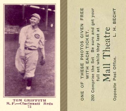 1916 Mall Theatre Tom Griffith #73 Baseball Card
