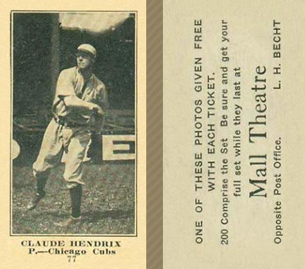 1916 Mall Theatre Roy Hartzell #77 Baseball Card