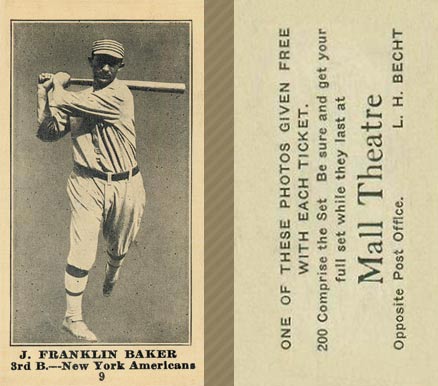 1916 Mall Theatre J. Franklin Baker #9 Baseball Card