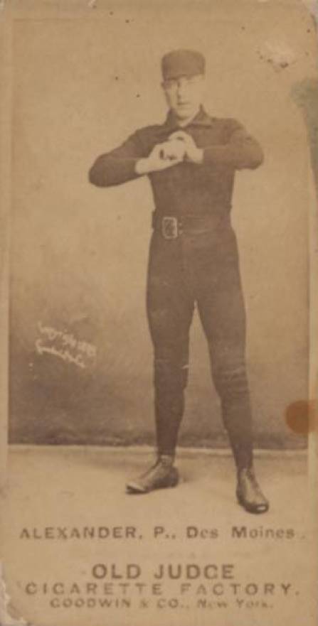 1887 Old Judge Alexander, P., Dee Moines #3-1a Baseball Card