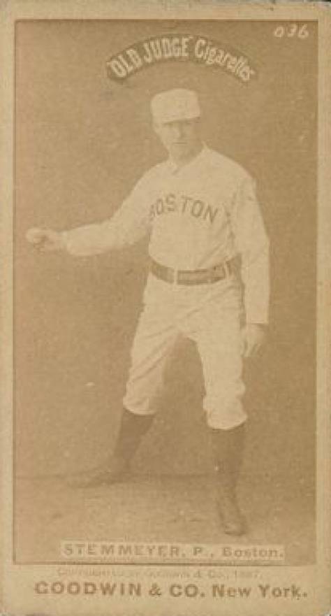 1887 Old Judge Stemmeyer, P., Boston. #437-4a Baseball Card