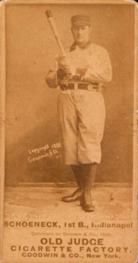 1887 Old Judge Schoeneck, 1st B., Indianapol #404-1b Baseball Card
