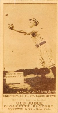 1887 Old Judge Carthy, C.F., St. Louis Browns #301-9a Baseball Card