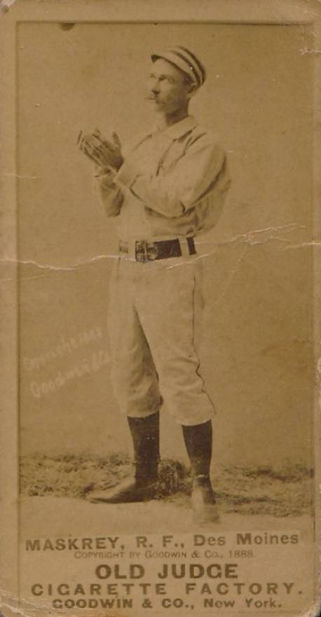 1887 Old Judge Maskrey, R.F., Des Moines #295-1a Baseball Card