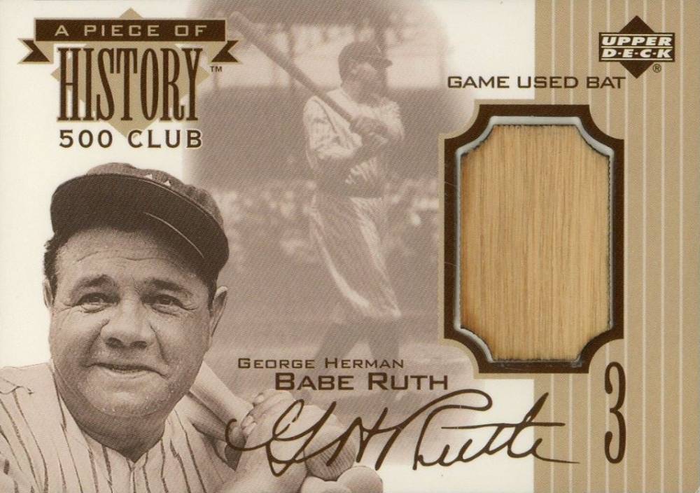 1999 Upper Deck Piece of History 500 HR Club Babe Ruth #PH Baseball Card