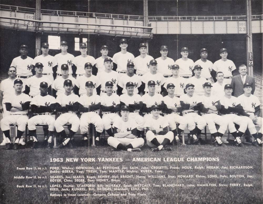 1963 New York Yankees Tri-Fold New York Yankees Team #11 Baseball Card