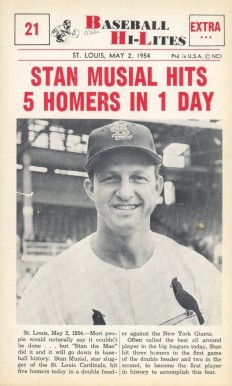 1960 Nu-Card Highlights Musial Hits 5 Homers In One Day #21 Baseball Card