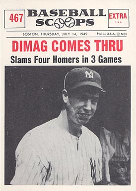 1961 Nu-Card Baseball Scoops Dimag Comes Thru #467 Baseball Card