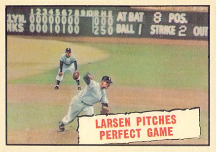 1961 Topps Larsen Pitches Perfect Game #402 Baseball Card