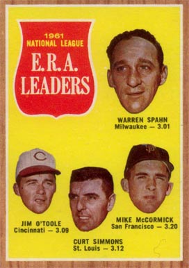 1962 Topps N.L. E.R.A. Leaders #56 Baseball Card