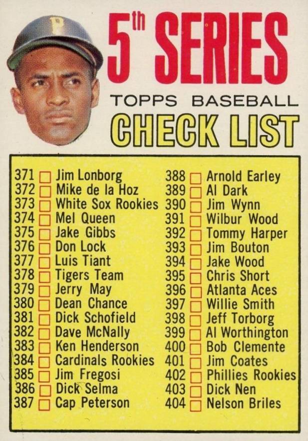 1967 Topps 5th Series Checklist 371-457 #361 Baseball Card