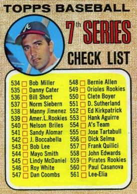 1968 Topps 7th Series Checklist (534-598) #518 Baseball Card