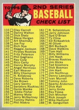 1970 Topps 2nd Series Checklist 133-263 #128b Baseball Card