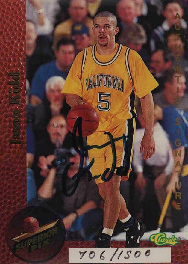 1995 Superior Pix Autograph Jason Kidd # Basketball Card
