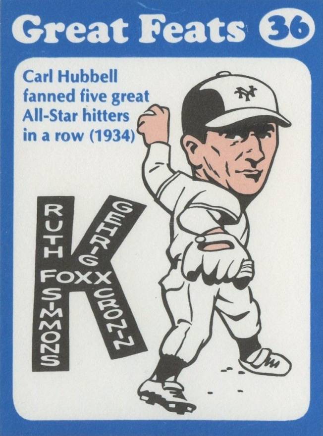 1972 Laughlin Great Feats Carl Hubbell #36 Baseball Card