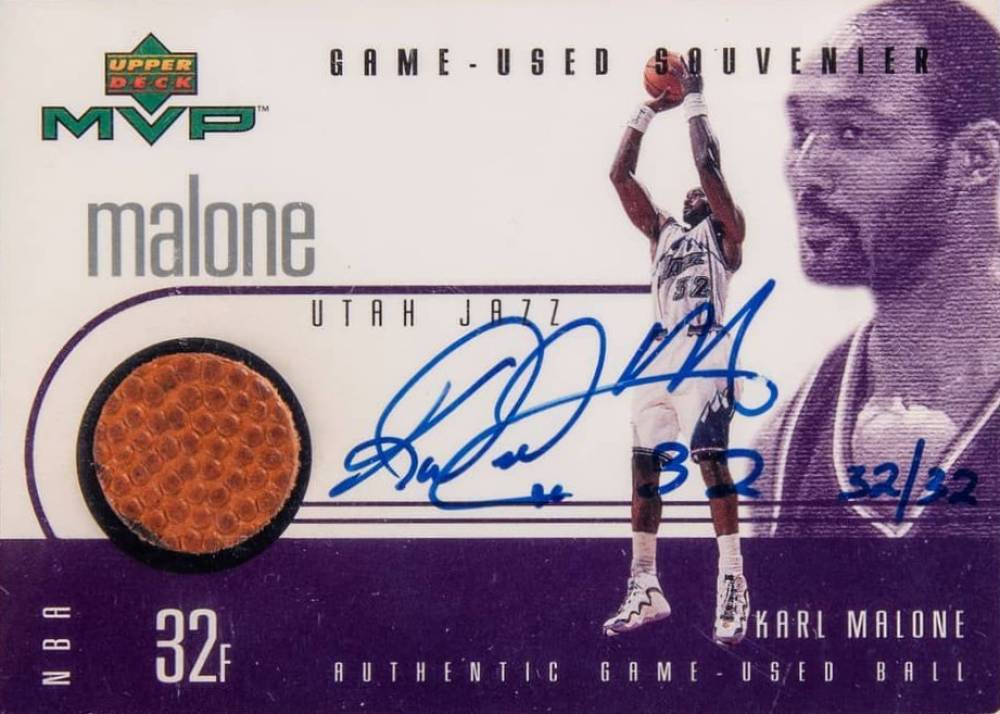 1999 Upper Deck MVP Game-Used Souvenir Karl Malone #KM-A Basketball Card