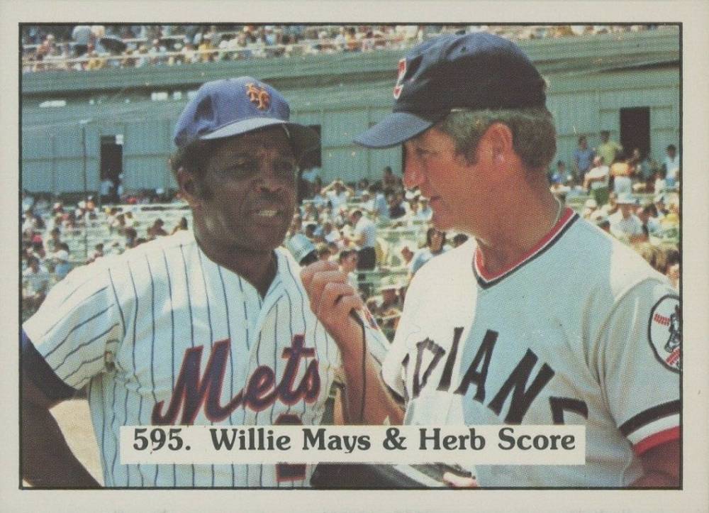 1975 SSPC Willie Mays & Herb Score #595 Baseball Card
