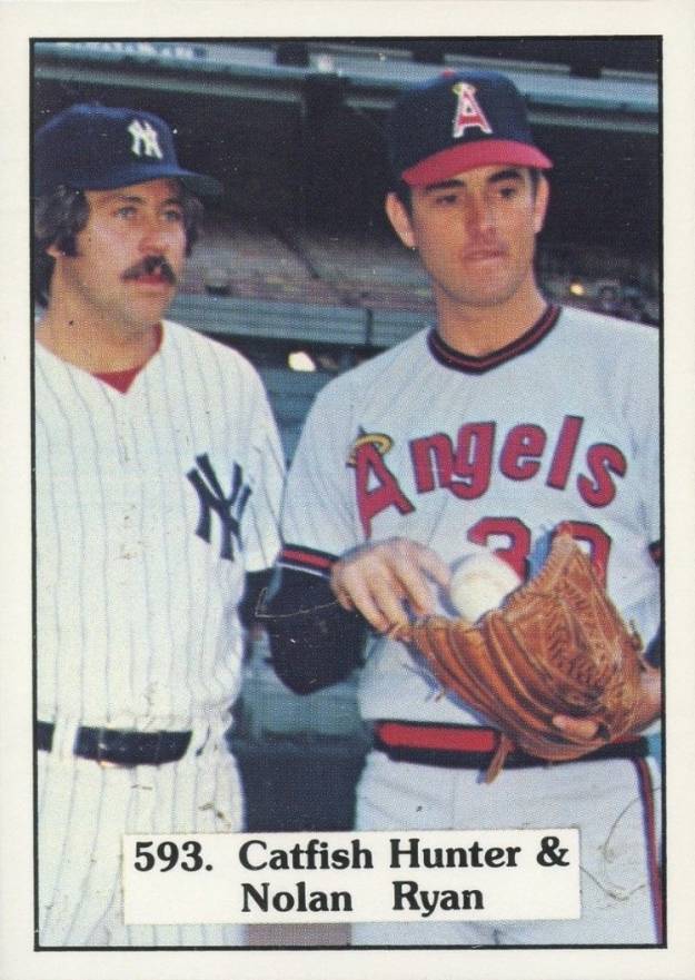 1975 SSPC Catfish Hunter & Nolan Ryan #593 Baseball Card