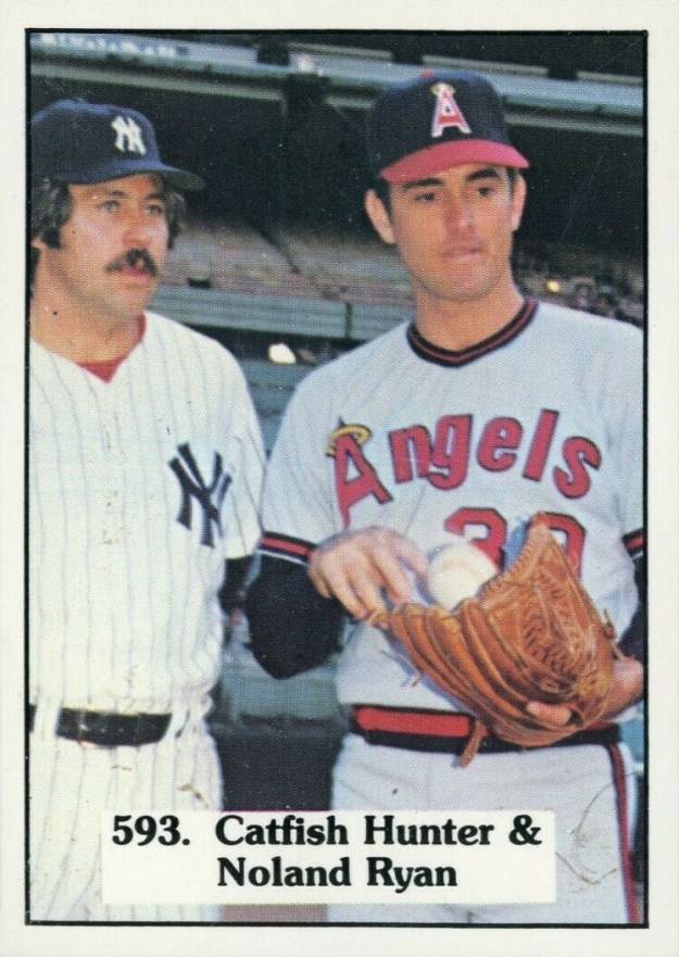 1975 SSPC Catfish Hunter & Noland Ryan #593 Baseball Card