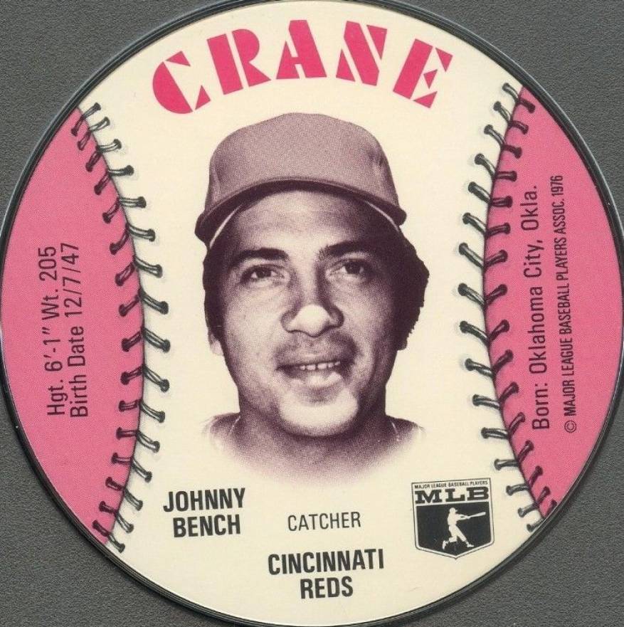 1976 Crane Potato Chips Discs Johnny Bench # Baseball Card