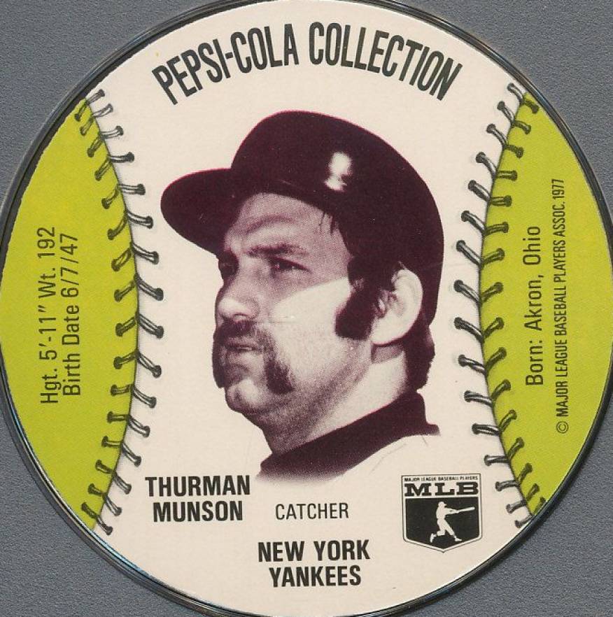 1977 Pepsi-Cola Baseball Stars Discs Thurman Munson # Baseball Card