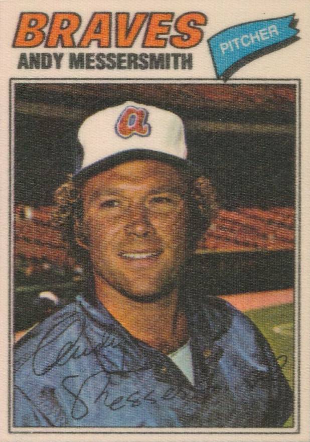 1977 Topps Cloth Stickers Andy Messersmith #28 Baseball Card