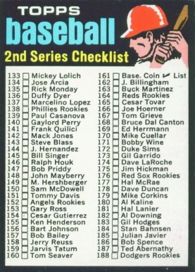 1971 Topps 2nd Series Checklist (133-263) #123r Baseball Card