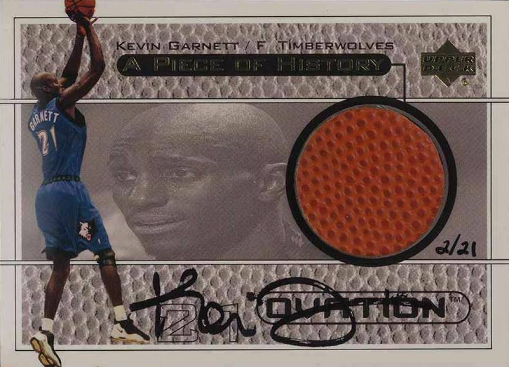 1999 Upper Deck Ovation A Piece of History Autographs Kevin Garnett #KG-A Basketball Card