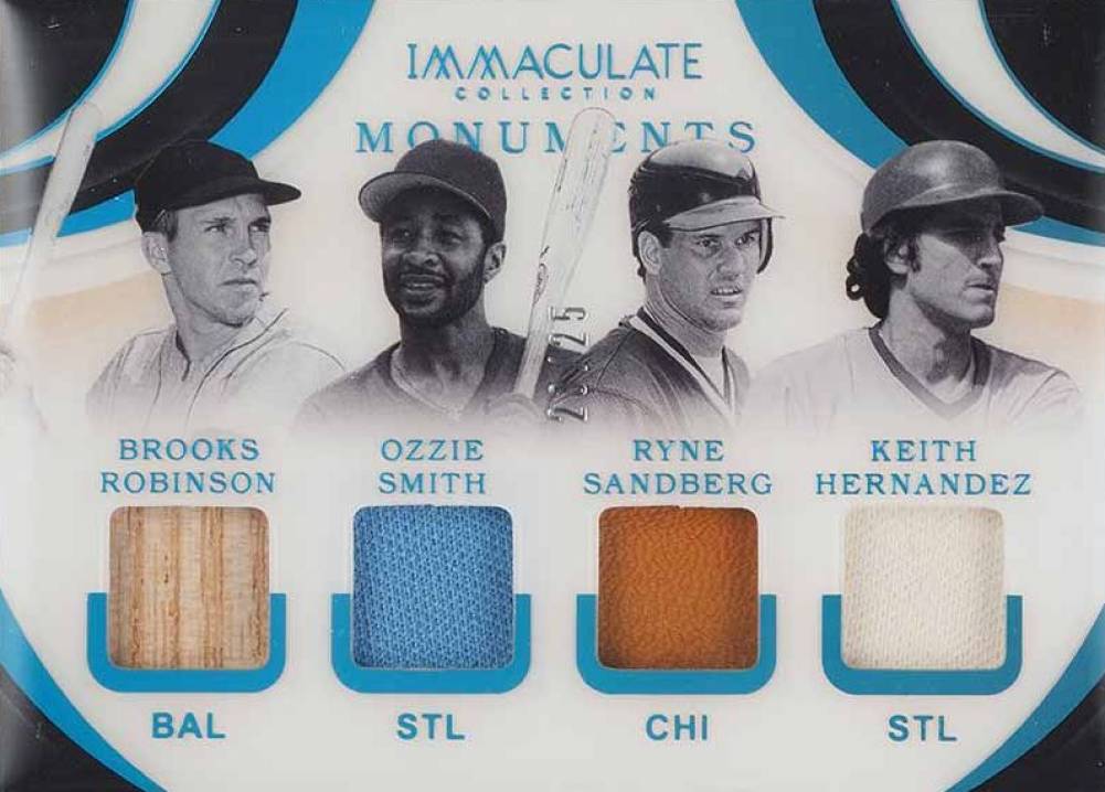 2020 Panini Immaculate Collection Monuments Relics Brooks Robinson/Keith Hernandez/Ozzie Smith/Ryne Sandberg #M16 Baseball Card