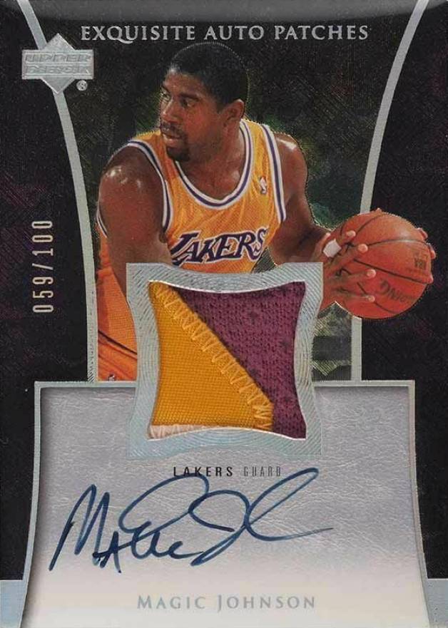 2004 UD Exquisite Collection Autograph Patches Magic Johnson #AP-MA Basketball Card