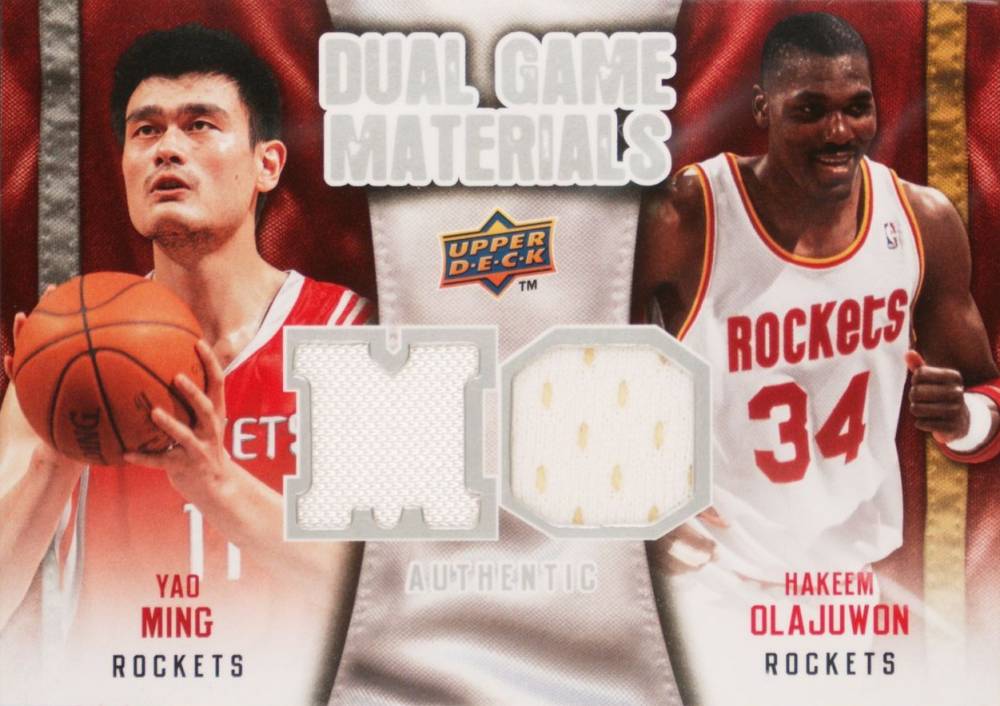 2009 Upper Deck Dual Game Materials Hakeem Olajuwon/Yao Ming #DG-YH Basketball Card