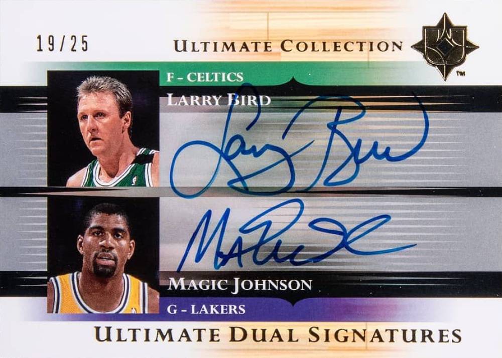 2005 Ultimate Collection Ultimate Dual Signatures Larry Bird/Magic Johnson #DS-BJ Basketball Card