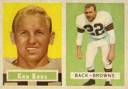1957 Topps Kenny Konz #52 Football Card