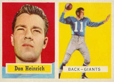 1957 Topps Don Heinrich #47 Football Card