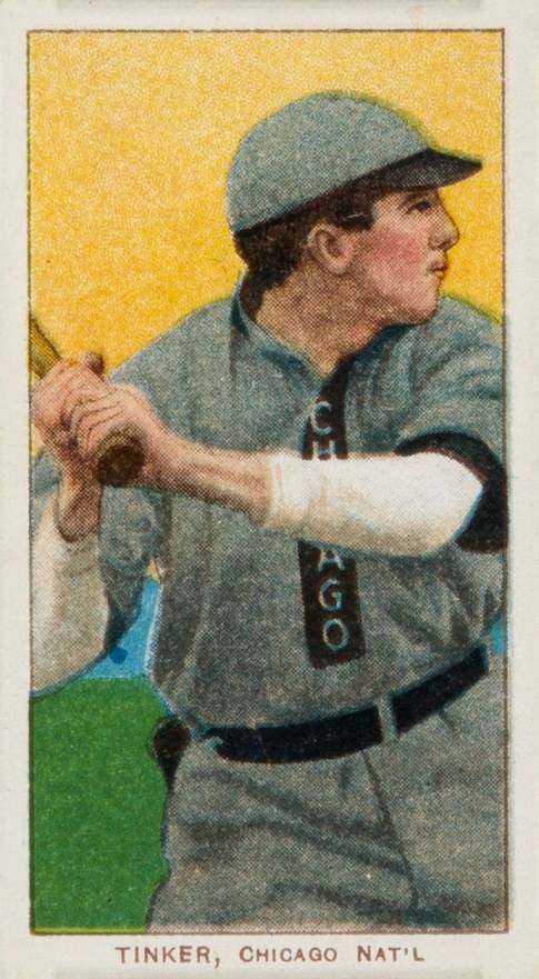 1909 White Borders Piedmont Factory 42 Tinker, Chicago Nat'L #485 Baseball Card