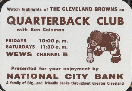 1961 Browns National City Bank Quarterback Club #6 Football Card