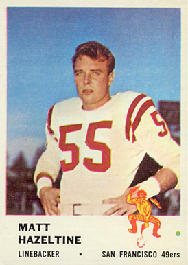 1961 Fleer Matt Hazeltine #66 Football Card