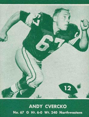 1961 Lake to Lake Packers Andy Cvercko #12 Football Card